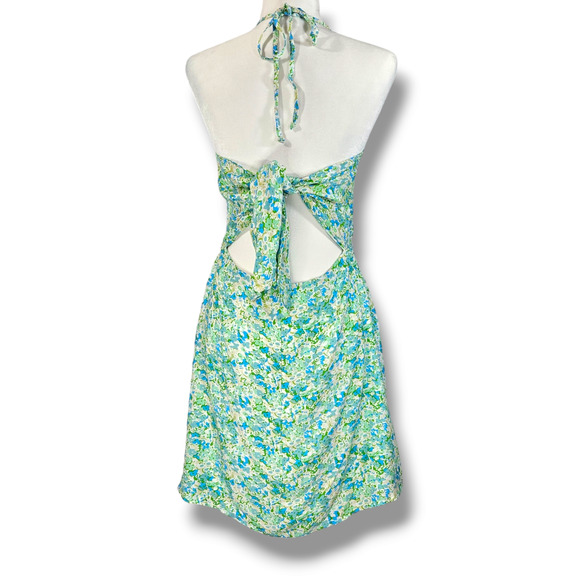 NWT Faithfull the Brand Gaia Varenna Floral Print Mini Dress Sz. 6 Blue Green - Picture 6 of 14